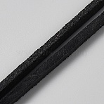 90M Cowhide Leather Cord, Leather Jewelry Cord, Jewelry DIY Making Cord, Flat, Black, 3x3mm, about 98.43 Yards(90m)/Bundle(WL-WH20007-02A-01)