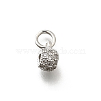 Brass Micro Pave Cubic Zirconia Charms, Round, Rack Plating, Cadmium Free & Lead Free, Long-Lasting Plated, with Jump Ring, Platinum, 8x4x5.5mm, Hole: 3mm(KK-P295-40P)