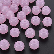 Imitation Jelly Acrylic Beads, Barrel, Pearl Pink, 13x10.5mm, Hole: 2.5mm, about 375pcs/500g(MACR-S373-14-EA10)