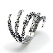 Alloy Finger Rings, Claw, Size 8, Antique Silver, 18mm(RJEW-S038-135)