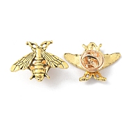 Alloy Bees Lapel Pin, Badge for Backpack Clothes, Antique Golden, 20x26x3mm, Pin: 1mm(JEWB-WH0020-030AG)