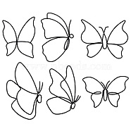 Iron Wall Art Decoration, Butterfly Wall Ornament, with Traceless Nail Hanger, Electrophoresis Black, Butterfly: 100~183x108~155x5mm, 6pcs(HJEW-WH0042-60)