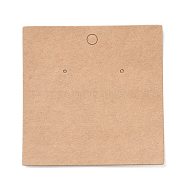 Blank Kraft Paper Earring Display Cards, Square, BurlyWood, 8x8x0.05cm, Hole: 1.5mm(X-CDIS-G005-10)