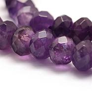 Natural Amethyst Beads Strands, Rondelle, Faceted, 5~6x3.5~4mm, Hole: 1mm, Hole: 1mm, about 71pcs/strand, 15.75 inch(40cm)(G-E362-04-6mm)