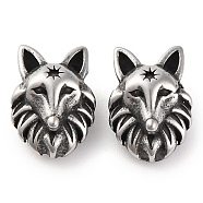 304 Stainless Steel Beads, Fox, Antique Silver, 10x7x5mm, Hole: 1.6mm(STAS-H226-01AS-02)