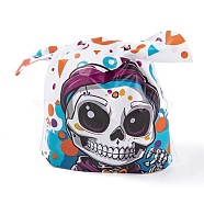 100Pcs Rabbit Shaped Halloween Candy Plastic Bags, Skull Printed Candy Gift Bags, White, 21.5~22.5x13.6x0.01cm(ABAG-U001-02N)