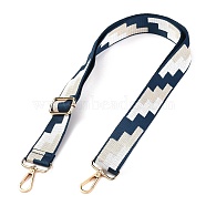Polyester Bag Strap, with Zinc Alloy Clasps, Geometric Patterns, for Bag Replacement Accessories, Marine Blue, 66~132x3.6cm(FIND-H214-A01)