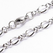 Fashionable 304 Stainless Steel Chain Necklaces, with Lobster Clasps, Stainless Steel Color, 19.7 inch(50cm)(NJEW-I060-04A)