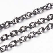 Iron Textured Cable Chains, Unwelded, with Spool, Oval, Gunmetal, 4x3x1mm(X-CHT104Y-B)