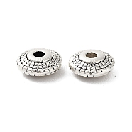 Tibetan Style Alloy Beads, Cadmium Free & Lead Free, Flat Round, Antique Silver, 8x3mm, Hole: 1.6mm(FIND-Q094-28AS)