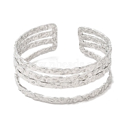 304 Stainless Steel Multi Line Cuff Bangles for Women, Stainless Steel Color, Inner Diameter: 2 inch(5.15cm)(BJEW-L682-004P)