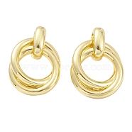 Rack Plating Brass Interlaced Ring Stud Earrings for Women, Long-Lasting Plated, Lead Free & Cadmium Free, Real 18K Gold Plated, 33x23.5x10.5mm, Pin: 0.8mm(EJEW-K245-04G)