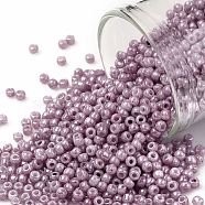 TOHO Round Seed Beads, Japanese Seed Beads, (1200) Opaque White Pink Marbled, 11/0, 2.2mm, Hole: 0.8mm, about 5555pcs/50g(SEED-XTR11-1200)