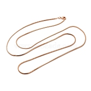 1.5mm Rack Plating Brass Snake Chain Necklaces for Women Men, Cadmium Free & Lead Free, 901 Stainless Steel Clasp, Long-Lasting Plated, Rose Gold, 27.56 inch(70cm)(MAK-L044-13RG)