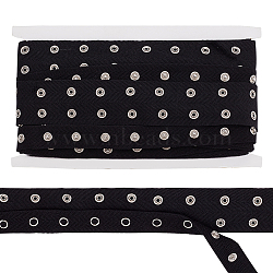 5 Yards 201 Stainless Steel Snap Button Tape, Herringbone Cotton Fasteners Trim Ribbon for DIY Sewing Crafts, Black, 3/4 inch(20mm) & 1-1/2 inch(37mm), gap: 18mm(OCOR-WH0078-190B-01P)