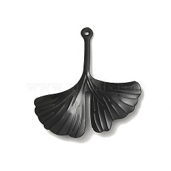 304 Stainless Steel Pendants, Ginkgo Leaf Charm, Black, 29x25.5x2mm, Hole: 0.9mm(STAS-P363-09EB)