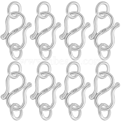 8Pcs 925 Sterling Silver S Shape Clasps, S-Hook Clasps, with Double Jump Rings, 925 Sterling Silver Plated, 8.5x7x1mm, Hole: 2.6mm(STER-SC0001-18)