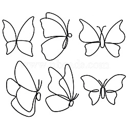 Iron Wall Art Decoration, Butterfly Wall Ornament, with Traceless Nail Hanger, Electrophoresis Black, Butterfly: 100~183x108~155x5mm, 6pcs(HJEW-WH0042-60)