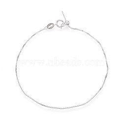 Adjustable 925 Sterling Silver Box Chains Slider Bracelets, Platinum, 18.5~19x0.07cm(STER-N016-51P)