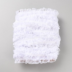 10 Yards Polyester Chiffon Pleated Ribbon, for DIY Jewelry Making, White, 1-5/8 inch(40mm)(OCOR-WH0091-63B)