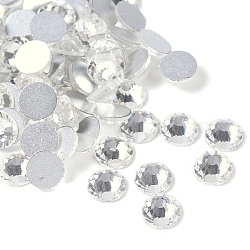 Glass Flat Back Rhinestone for Clothing, Grade A, Back Plated, Faceted, Half Round, Crystal, 6.3~6.5mm, about 288pcs/bag(X-RGLA-C002-SS30-001)