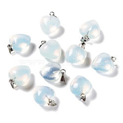 Opalite Pendants, with Platinum Brass Loops, Heart, 18~19x15~15.5x7~10mm, Hole: 6x2.5~3mm(G-I311-A04)