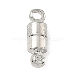 Column Brass Magnetic Clasps, with Loops, Nickel Free, Real Platinum Plated, 11x4mm, Hole: 1.5mm(KK-B160-39P)