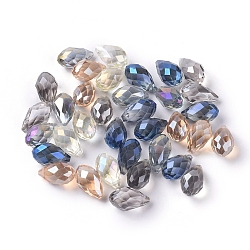 Eletroplated Glass Beads, Faceted, Teardrop, Mixed Color, 13x8mm, Hole: 1mm(X-EGLA-R013-13x8mm-M)