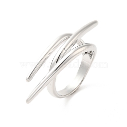 Brass Wire Open Cuff Rings, Platinum, US Size 8 1/2(18.5mm)(RJEW-P098-04P)