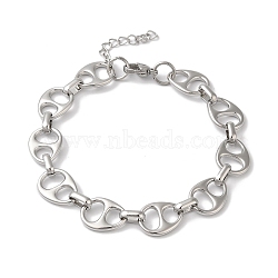 Non-Tarnish 304 Stainless Steel Hollow Teardrop Link Chain Bracelets for Women, Stainless Steel Color, 6-7/8 inch(17.5cm)(BJEW-B092-07P)