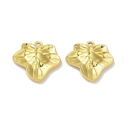 304 Stainless Steel Pendants, Leaf Charm, Real 18K Gold Plated, 15x16x2mm, Hole: 1.2mm(STAS-Q322-22G)