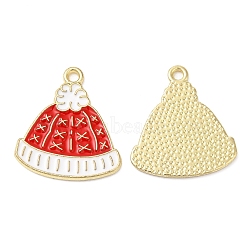 Christmas Alloy Enamel Pendants, Golden, Hat, 17.5x16x1mm, Hole: 1.5mm(X-ENAM-D050-13E-02G)