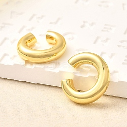 Rack Plating Brass Ring Cuff Earrings for Women, Lead Free & Cadmium Free, Real 18K Gold Plated, 20x5.5mm(EJEW-H135-01G-02)