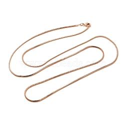 1.5mm Rack Plating Brass Snake Chain Necklaces for Women Men, Cadmium Free & Lead Free, 901 Stainless Steel Clasp, Long-Lasting Plated, Rose Gold, 27.56 inch(70cm)(MAK-L044-13RG)