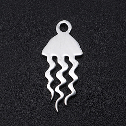 201 Stainless Steel Pendants, Jellyfish, Stainless Steel Color, 17x7x1mm, Hole: 1.5mm(STAS-N090-JN846-1)
