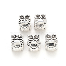 Tibetan Style Alloy European Beads, Large Hole Beads, Cadmium Free & Lead Free, Owl, Antique Silver, 10x8x8mm, Hole: 4.5mm, about 590pcs/1000g(TIBE-N006-66AS-LF)