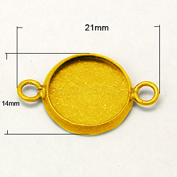 Brass Cabochon Connector Settings, Plain Edge Bezel Cups, Flat Round, Golden, Tray: 12x1.5mm, 20x13.5mm, hole: 1.5mm(X-KK-I028-G-NF)