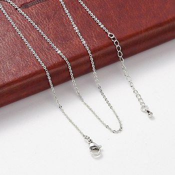 Brass Rolo Chains Necklaces for Women, With 304 Stainless Steel Lobster Clasp, Rack Plating, Lead Free & Cadmium Free, Long-Lasting Plated, Platinum, 15.94 inch(40.5cm) long+ 50~60mm exdenter