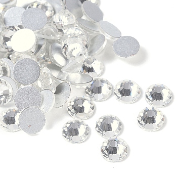 Glass Flat Back Rhinestone for Clothing, Grade A, Back Plated, Faceted, Half Round, Crystal, 6.3~6.5mm, about 288pcs/bag