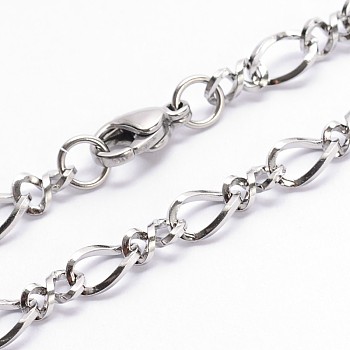Fashionable 304 Stainless Steel Chain Necklaces, with Lobster Clasps, Stainless Steel Color, 19.7 inch(50cm)