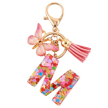 Acrylic and Resin Keychain, with Tassel, Alloy Rings, Butterfly, 10.02cm, Pendant: 23~43mm