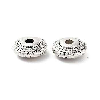 Tibetan Style Alloy Beads, Cadmium Free & Lead Free, Flat Round, Antique Silver, 8x3mm, Hole: 1.6mm