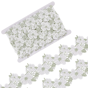 7.5 Yards Polyester Lace Trim Ribbon, Flower Pattern, Dark Sea Green, 2-1/8 inch(55mm)