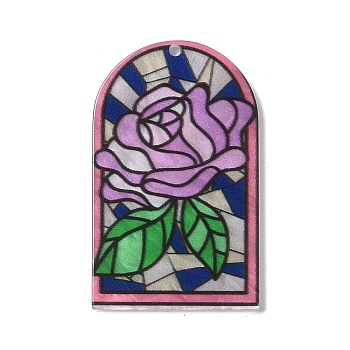 Acrylic Pendants, Flower, Lilac, 41.5x23.5x2mm, Hole: 1.6mm