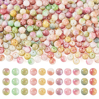 220Pcs 11 Colors Dyed Handmade Lampwork Beads, Round, Mixed Color, 10.5x9.5mm, Hole: 1.6mm, 20pcs/color