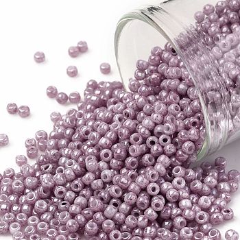 TOHO Round Seed Beads, Japanese Seed Beads, (1200) Opaque White Pink Marbled, 11/0, 2.2mm, Hole: 0.8mm, about 5555pcs/50g