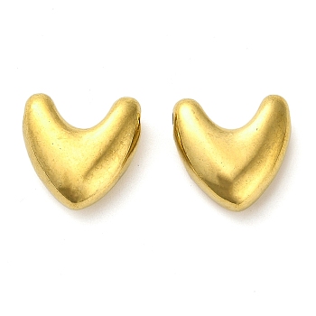 304 Stainless Steel Pendants, Heart Charm, Golden, 16x16.5x7mm, Hole: 3mm