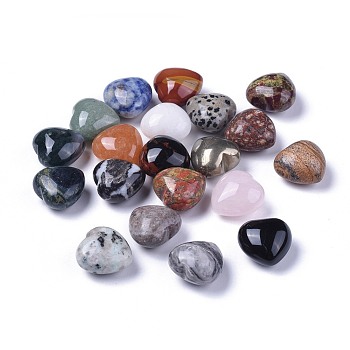 Natural Mixed GemStone, Heart Love Stone, Pocket Palm Stone for Reiki Balancing, 20x20x13~13.5mm