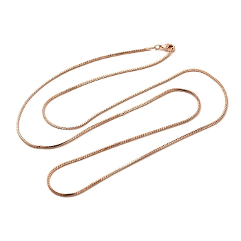 1.5mm Rack Plating Brass Snake Chain Necklaces for Women Men, Cadmium Free & Lead Free, 901 Stainless Steel Clasp, Long-Lasting Plated, Rose Gold, 27.56 inch(70cm)