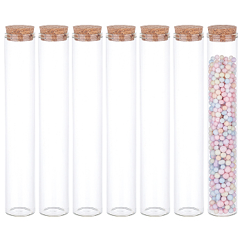 10Pcs Empty Glass Test Tubes, with Cork Stopper, Bead Container, Wishing Bottle, Tube, Clear, 18.8x3cm